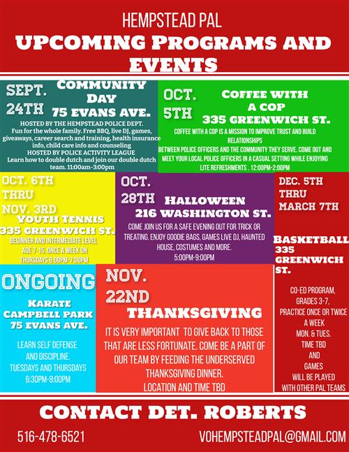 Upcoming Events flyer